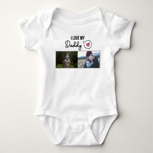 IK HOU VAN MIJN PAPA BABY KLEDING AANGEPASTE FOTO ROMPER (Voorkant)