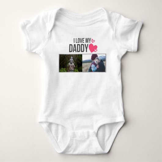 IK HOU VAN MIJN PAPA BABY KLEDING AANGEPASTE FOTO ROMPER (Voorkant)