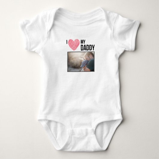 IK HOU VAN MIJN PAPA BABY KLEDING AANGEPASTE FOTO ROMPER (Voorkant)