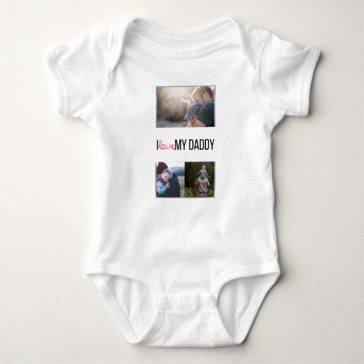 IK HOU VAN MIJN PAPA BABY KLEDING AANGEPASTE FOTO ROMPER (Voorkant)