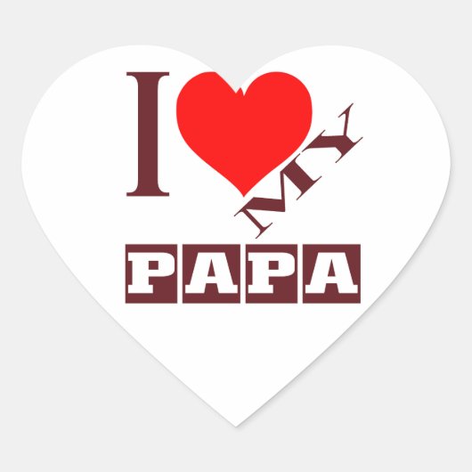 Ik hou van mijn Papa. Hart Sticker (Voorkant)