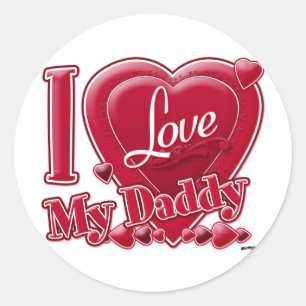 Ik hou van mijn papa rood - hart ronde sticker