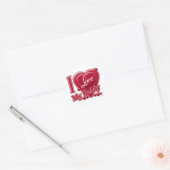 Ik hou van mijn papa rood - hart ronde sticker (Envelop)