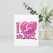 Ik hou van mijn papa roze/paars - hart briefkaart (Staand voorkant)