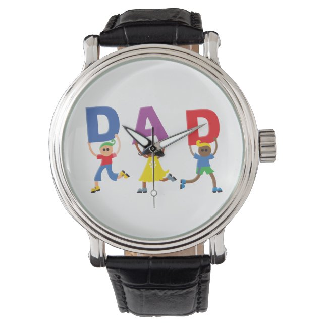 Ik hou van mijn papa - Zwart  Leather Watch Horloge (Voorkant)
