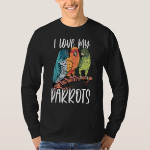 Ik hou van mijn papegaaien schattig huisdier parro t-shirt