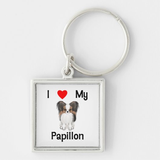 Ik hou van mijn Papillon (afbeelding) Sleutelhanger (Voorkant)