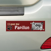 Ik hou van mijn Papillon Bumpersticker (Op auto)