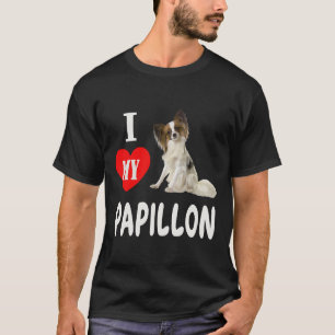 Ik hou van mijn Papillon Dog Family Pet Animal Man T-shirt