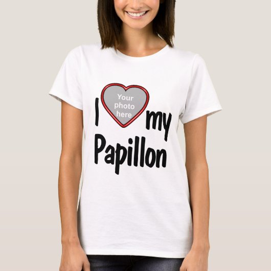 Ik hou van mijn Papillon - Foto van het Rode Heart T-shirt (Voorkant)