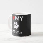 Ik hou van mijn Papillon hond aangepaste tekst Koffiemok (Voorkant links)