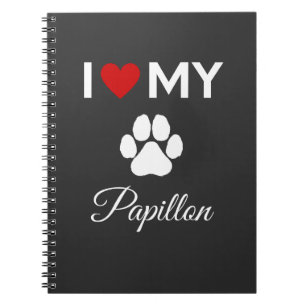 Ik hou van mijn Papillon hond aangepaste tekst Notitieboek
