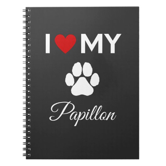 Ik hou van mijn Papillon hond aangepaste tekst Notitieboek (Voorkant)
