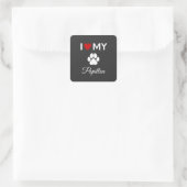 Ik hou van mijn Papillon hond aangepaste tekst Vierkante Sticker (Tas)