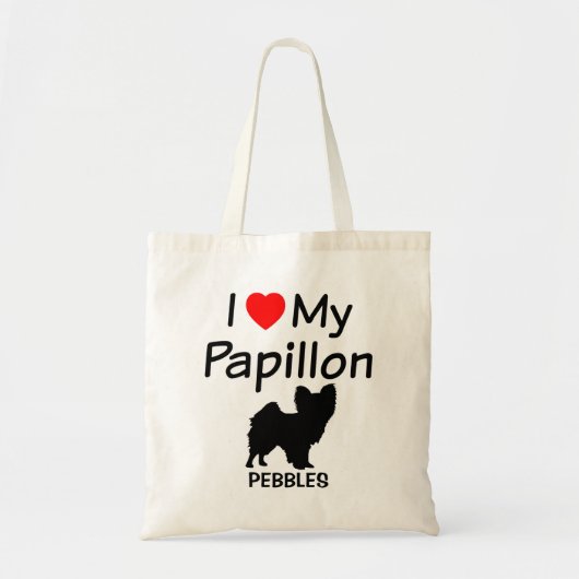 Ik hou van mijn Papillon hondentas Tote Bag (Voorkant)