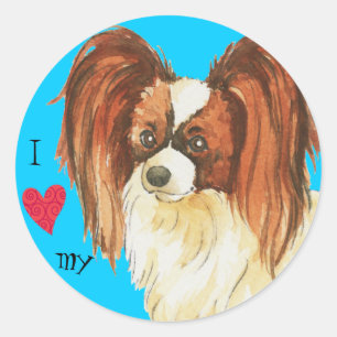 Ik hou van mijn Papillon Ronde Sticker