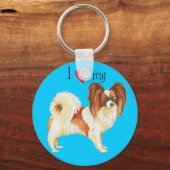 Ik hou van mijn Papillon Sleutelhanger (Voorkant)
