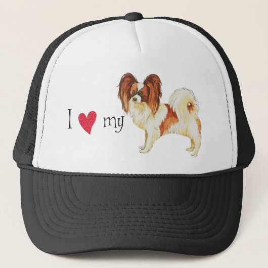 Ik hou van mijn Papillon Trucker Pet (Voorkant)