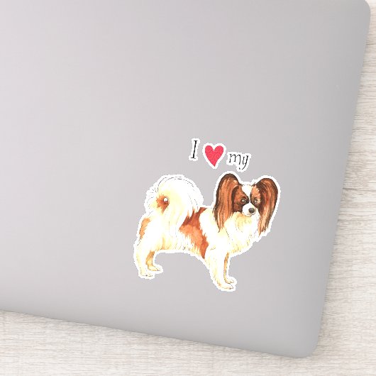 Ik hou van mijn Papillon Vinyl Sticker (Detail)