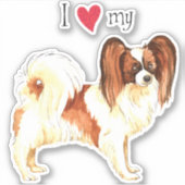 Ik hou van mijn Papillon Vinyl Sticker (Voorkant)