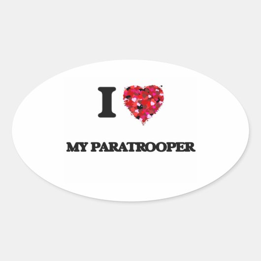 Ik hou van mijn Paratrooper Ovale Sticker (Voorkant)