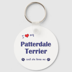 Ik hou van mijn patterdale Terrier (Vrouw Dog) Sleutelhanger