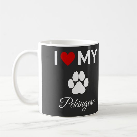 Ik hou van mijn Pekinees hond aangepaste tekst Koffiemok (Links)