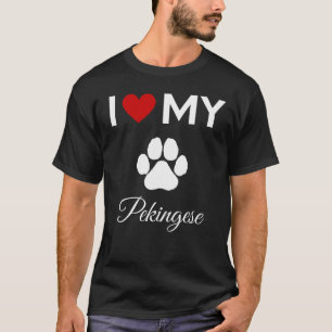Ik hou van mijn Pekinees hond aangepaste tekst T-shirt