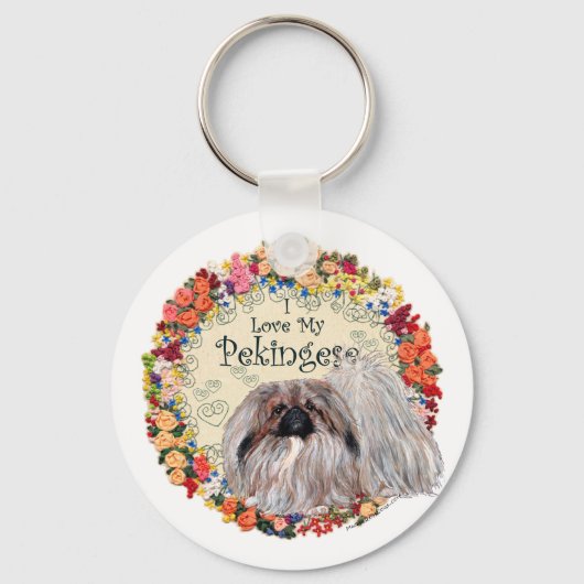 Ik hou van mijn Pekingees Sleutelhanger (Voorkant)