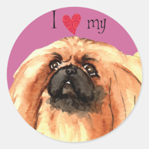 Ik hou van mijn pekingese ronde sticker