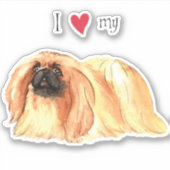 Ik hou van mijn pekingese vinylSticker Sticker (Voorkant)