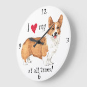 Ik hou van mijn Pembroke Welsh Corgi Grote Klok (Hoek)