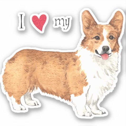Ik hou van mijn Pembroke Welsh Corgi Vinyl Sticker (Voorkant)