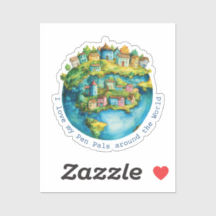 Ik hou van mijn penvrienden over de hele wereld sticker