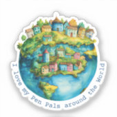 Ik hou van mijn penvrienden over de hele wereld sticker (Voorkant)