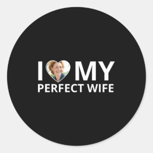 Ik hou van mijn perfecte vrouw foto hart grappige  ronde sticker