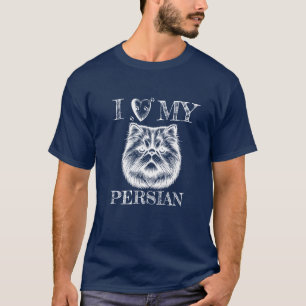 Ik hou van mijn Perzische, kat en pootafdrukken wi T-shirt