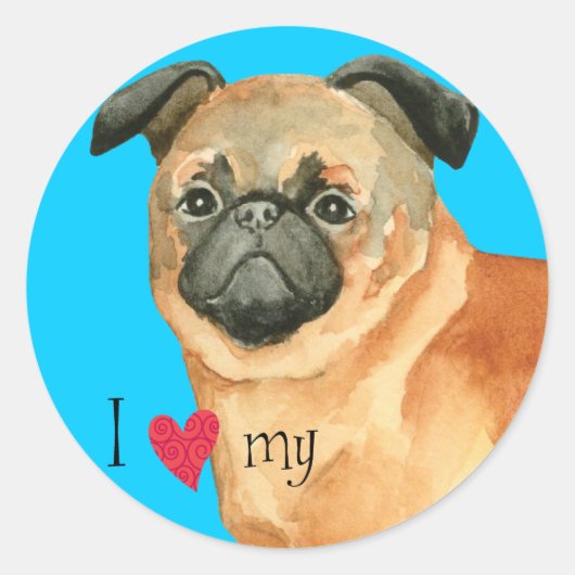 Ik hou van mijn petit Brabancon Ronde Sticker (Voorkant)