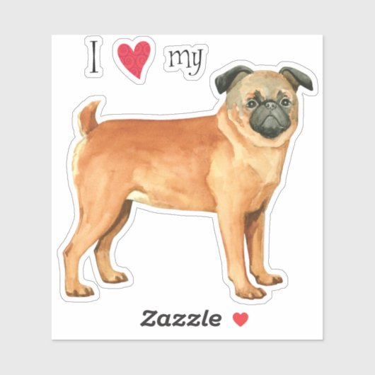 Ik hou van mijn Petit Brabançon Vinyl Sticker (Vel)