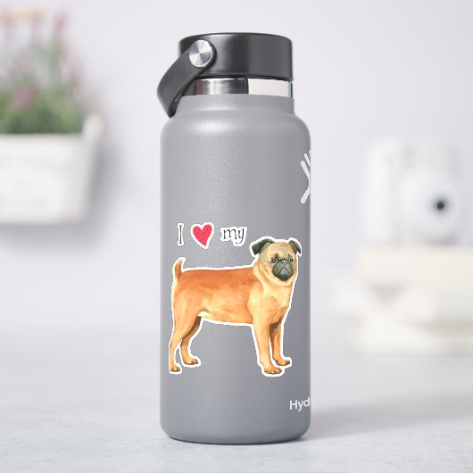 Ik hou van mijn Petit Brabançon Vinyl Sticker (HydroFlask)