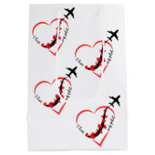 Ik hou van mijn piloot, hart, luchtvaart, Vliegtui Medium Cadeauzakje (Achterkant)