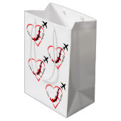 Ik hou van mijn piloot, hart, luchtvaart, Vliegtui Medium Cadeauzakje (Achterkant Gekanteld)