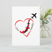 Ik hou van mijn piloot, Hart, Vliegend vliegtuig,  Feestdagenkaart (Staand voorkant)