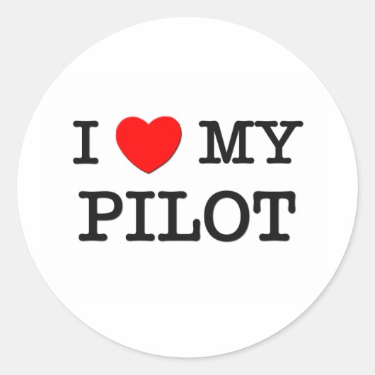 Ik hou van mijn piloot ronde sticker (Voorkant)