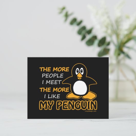 Ik hou van mijn pinguïn briefkaart (Staand voorkant)