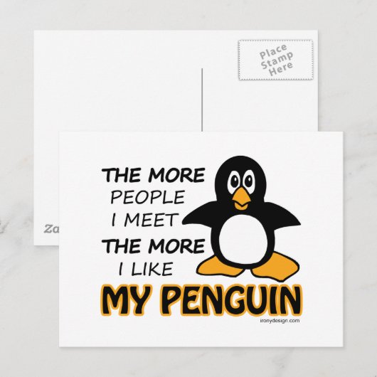 Ik hou van mijn pinguïn briefkaart (Voorkant / Achterkant)