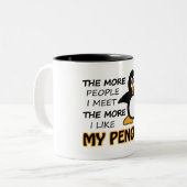 Ik hou van mijn pinguïn tweekleurige koffiemok (Voorkant links)