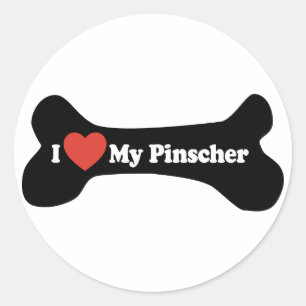 Ik hou van mijn Pinscher - hondenbot Ronde Sticker
