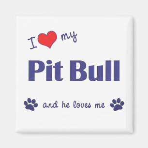 Ik hou van mijn pit bull (mannelijk hond) magneet