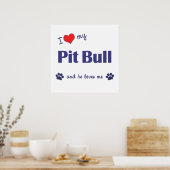 Ik hou van mijn pit bull (mannelijk hond) poster (Keuken)